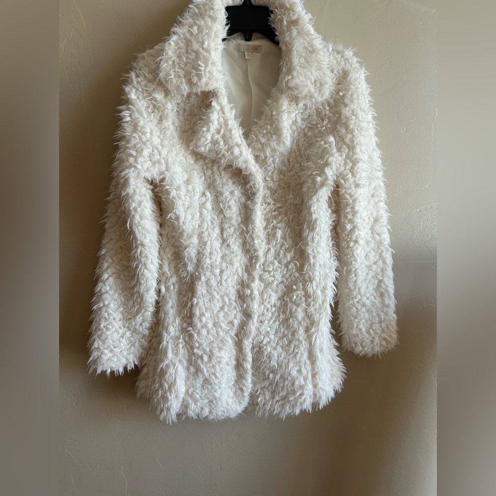 Gianni Bini Cream Teddy Faux Fur Jacket